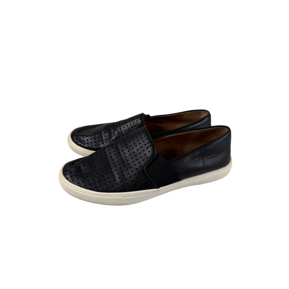 Susina Womens 7M Slip On Sneakers Black Perforated Leather Casual Minimalist